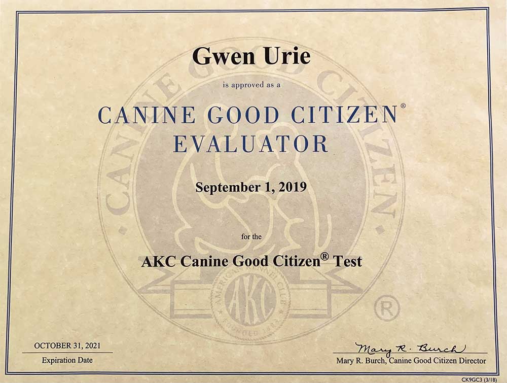 Gwen Urie Canine Good Citizen Evaluator